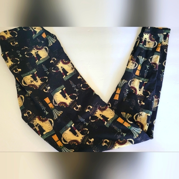 LULAROE BLACK EGYPTIAN CAT OS LEGGINGS NWOT - Picture 1 of 5